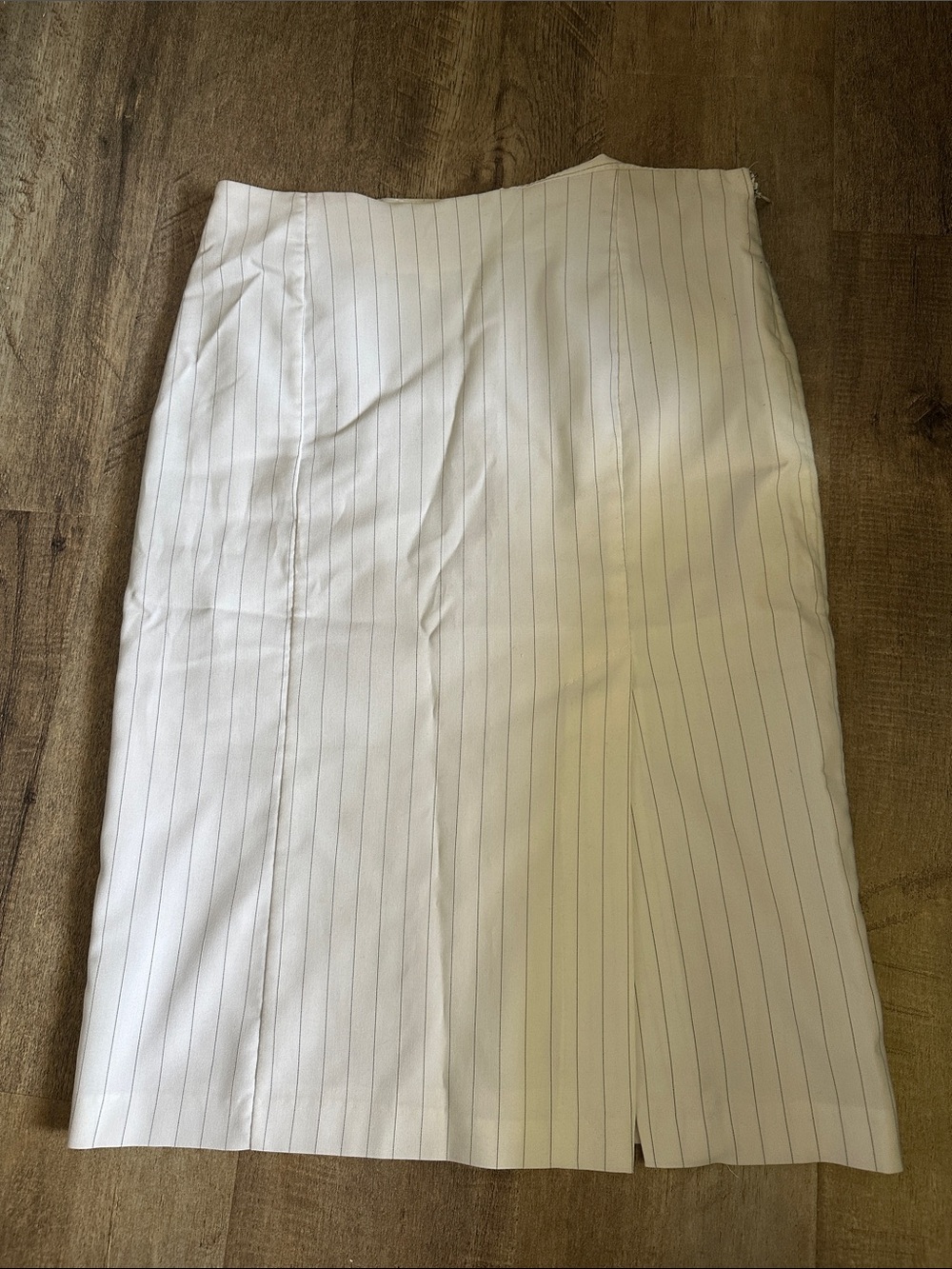 White Pinstripe Pencil Skirt